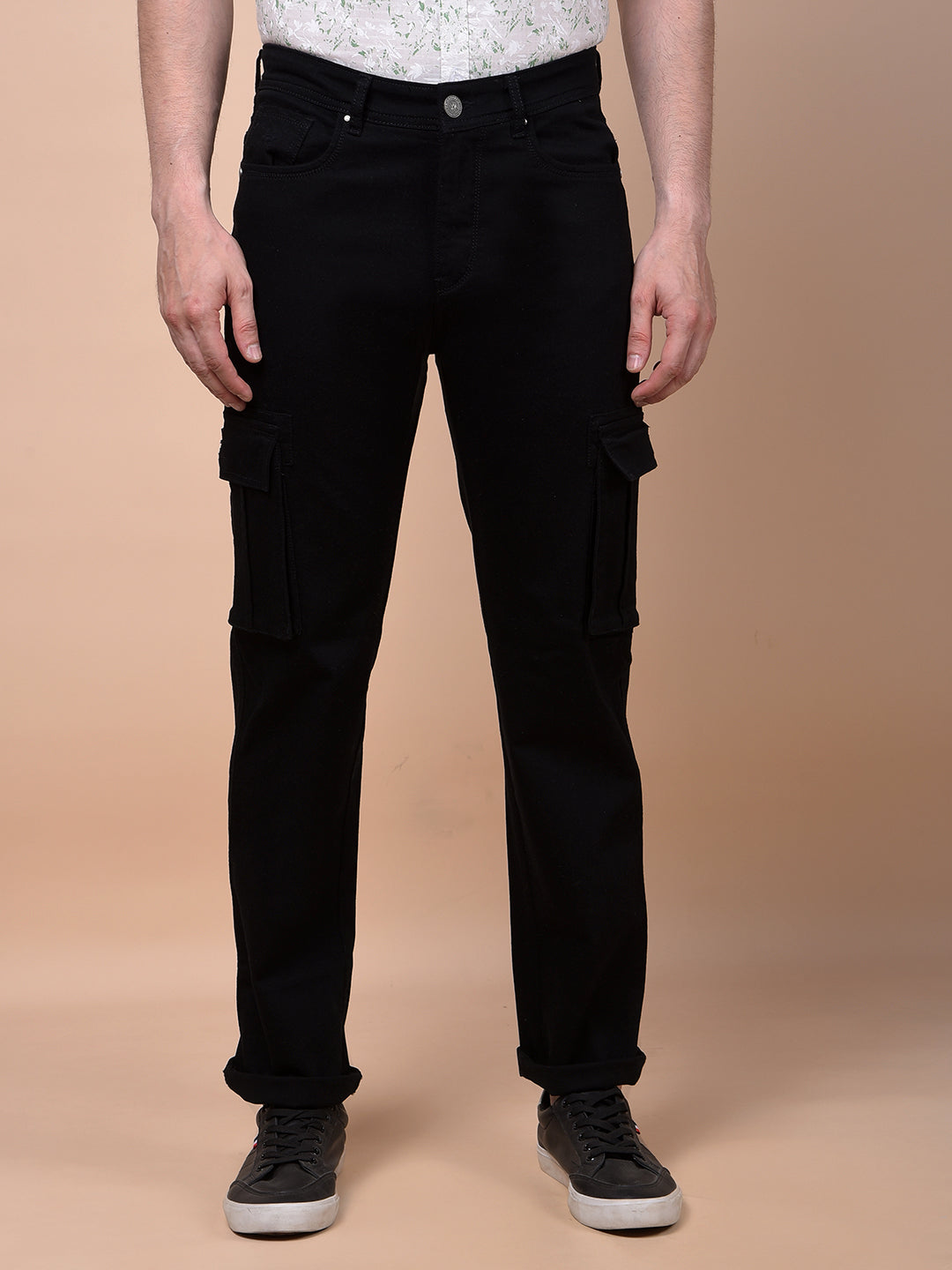 Black Straight Cargo Jeans