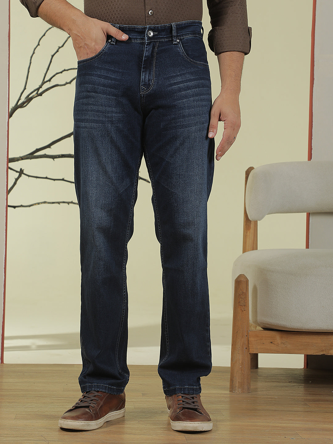 Blue Straight Stretchable Jeans