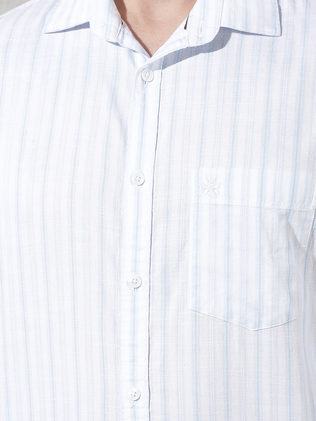 White Vertical Striped 100% Cotton Shirt