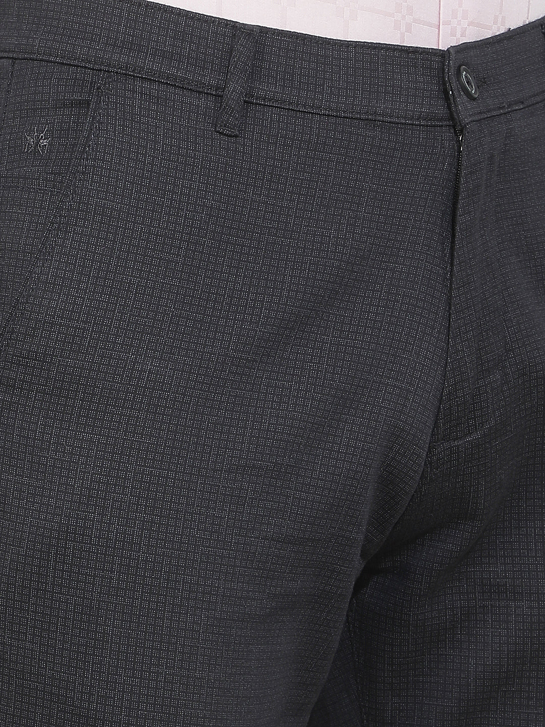 Refined Stealth Black Printed Trousers
