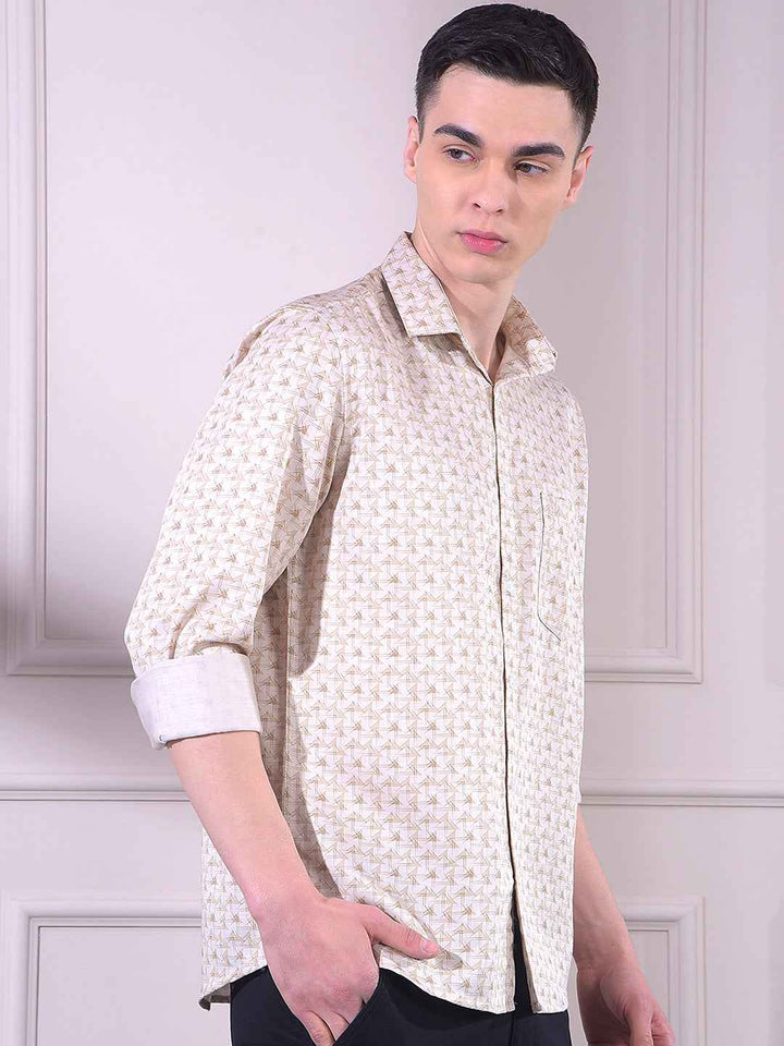 Beige Printed Shirt