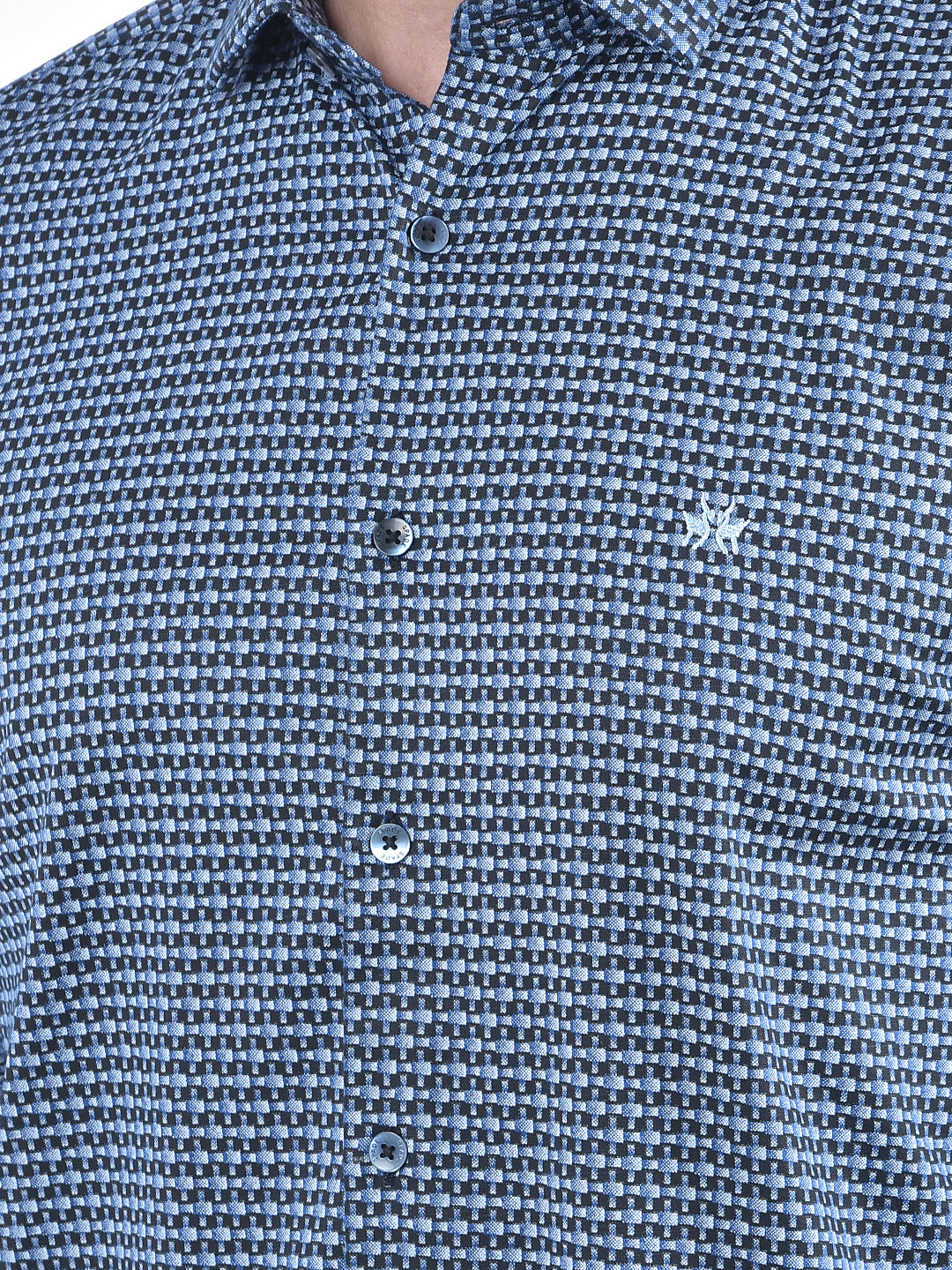 Blue Printed 100% Cotton Shirt