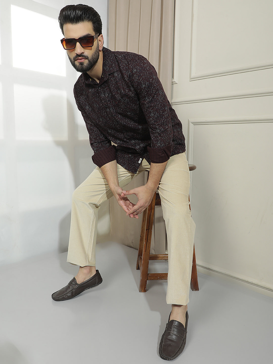 Wine Abstract Print Shirt