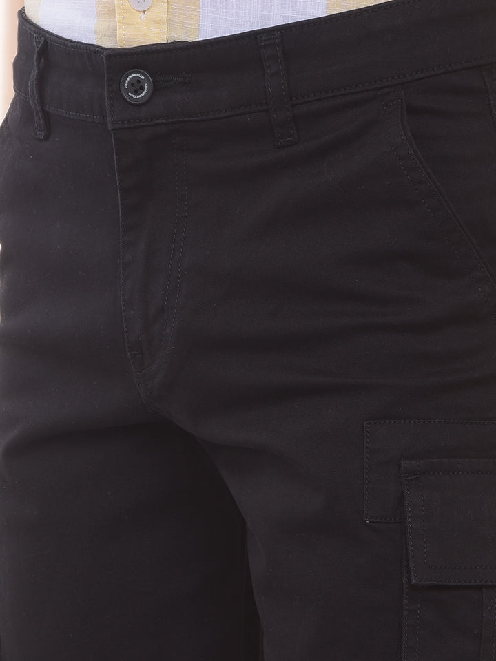 Black Cotton Cargo Shorts