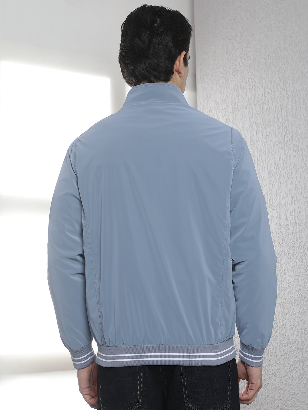 Structured Ocean Blue Puffer Jacket