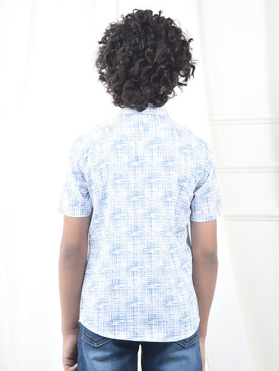 Blue Printed 100% Cotton Shirt