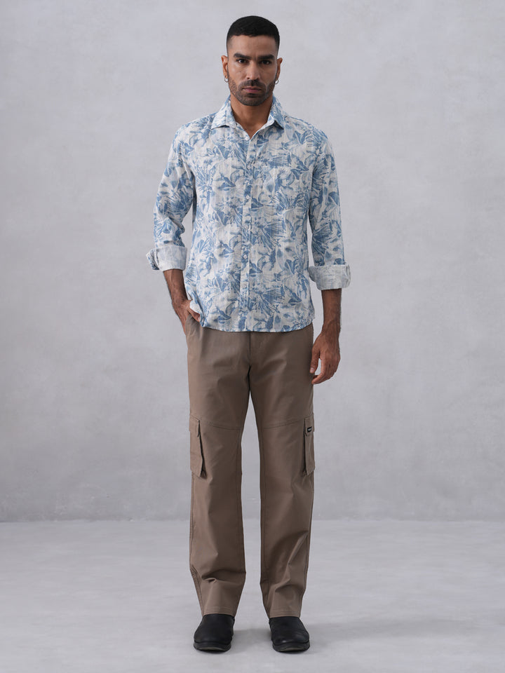 Blue Floral Print Shirt