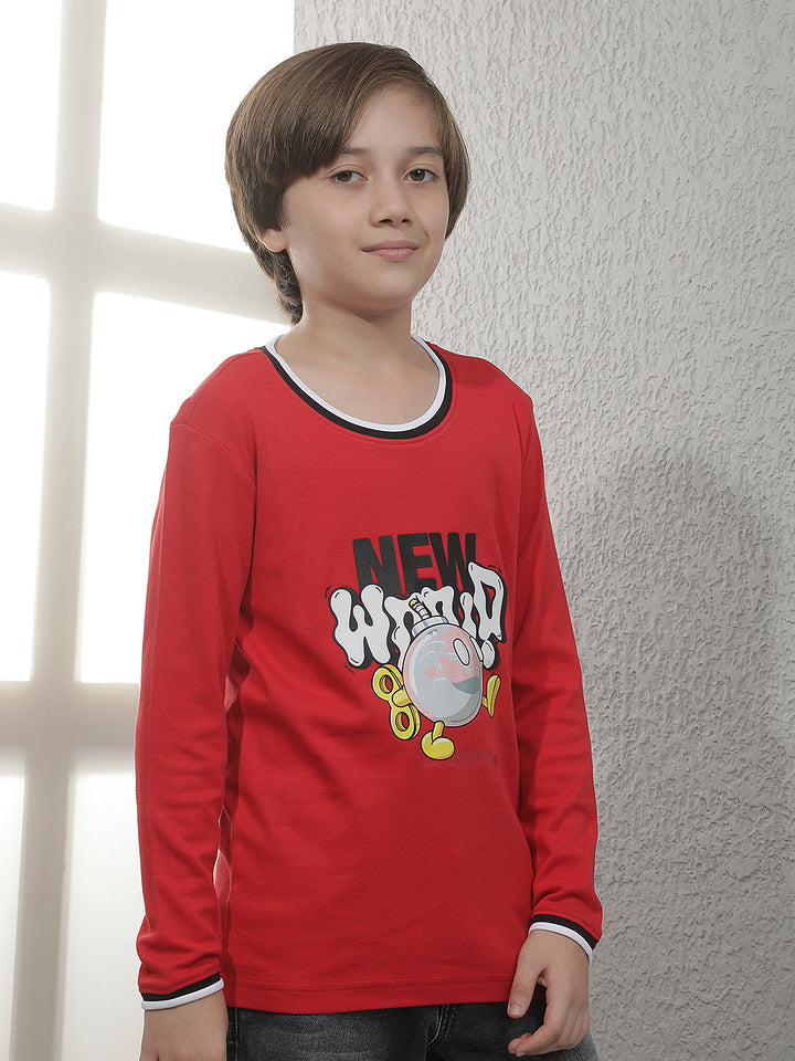Red Graphic Print 100% Cotton T-Shirt