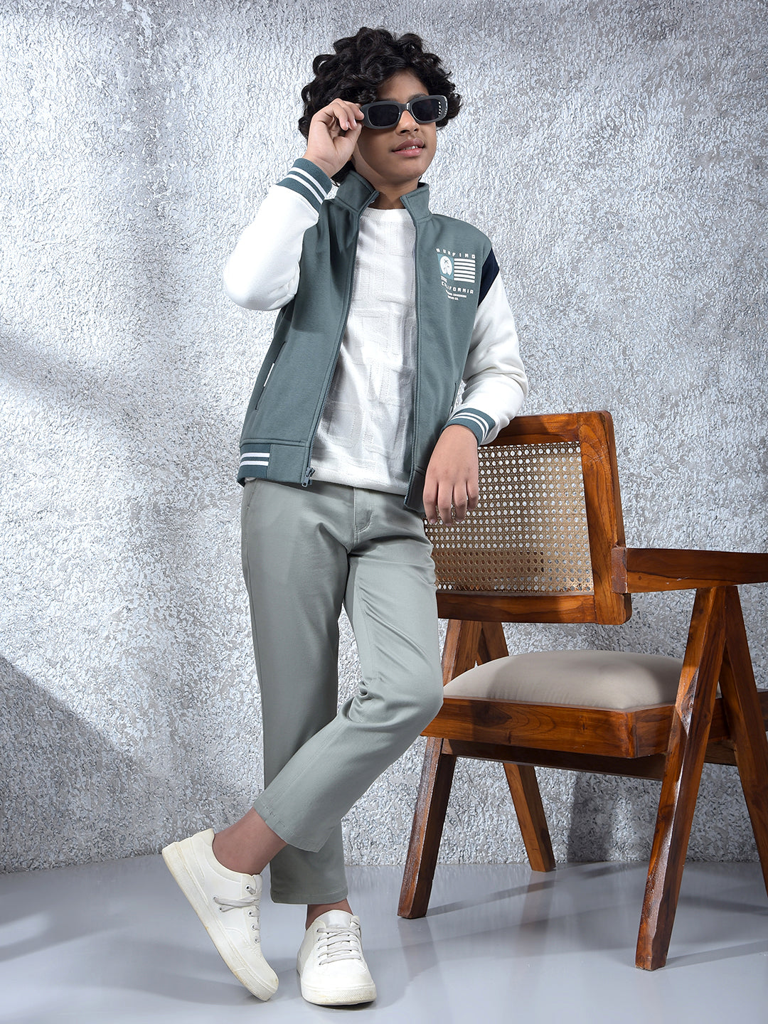 Green Color-Block Sweatshirt