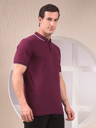 Wine Polo Neck T-Shirt
