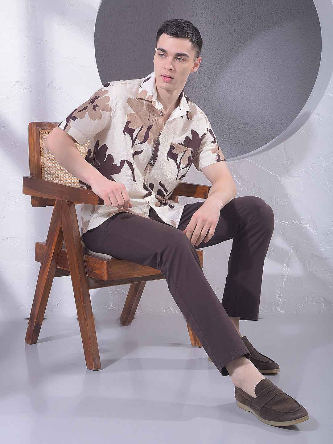 Brown Floral Print Shirt