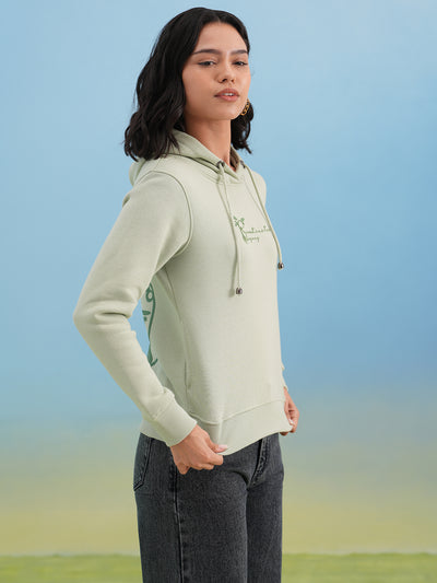 Green Hooded Neck Sweatshirt