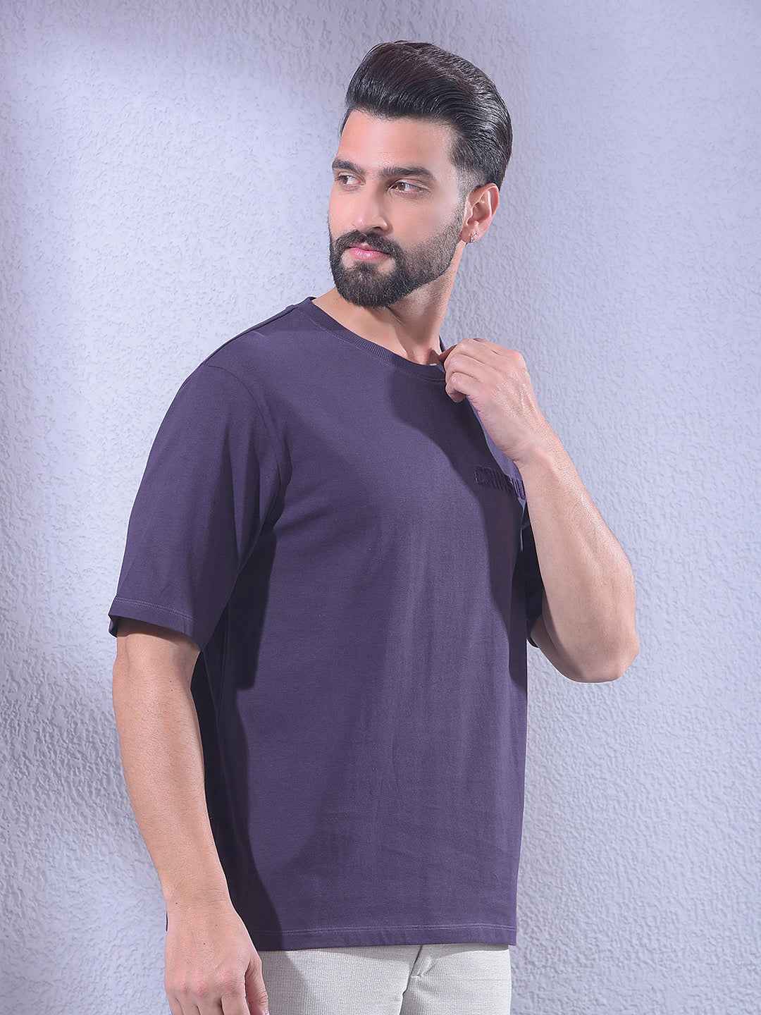 Purple 100% Cotton Oversize Brand Logo T-Shirt