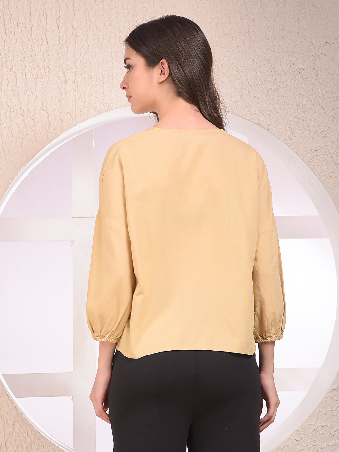 Olive Embroidered V-Neck Top