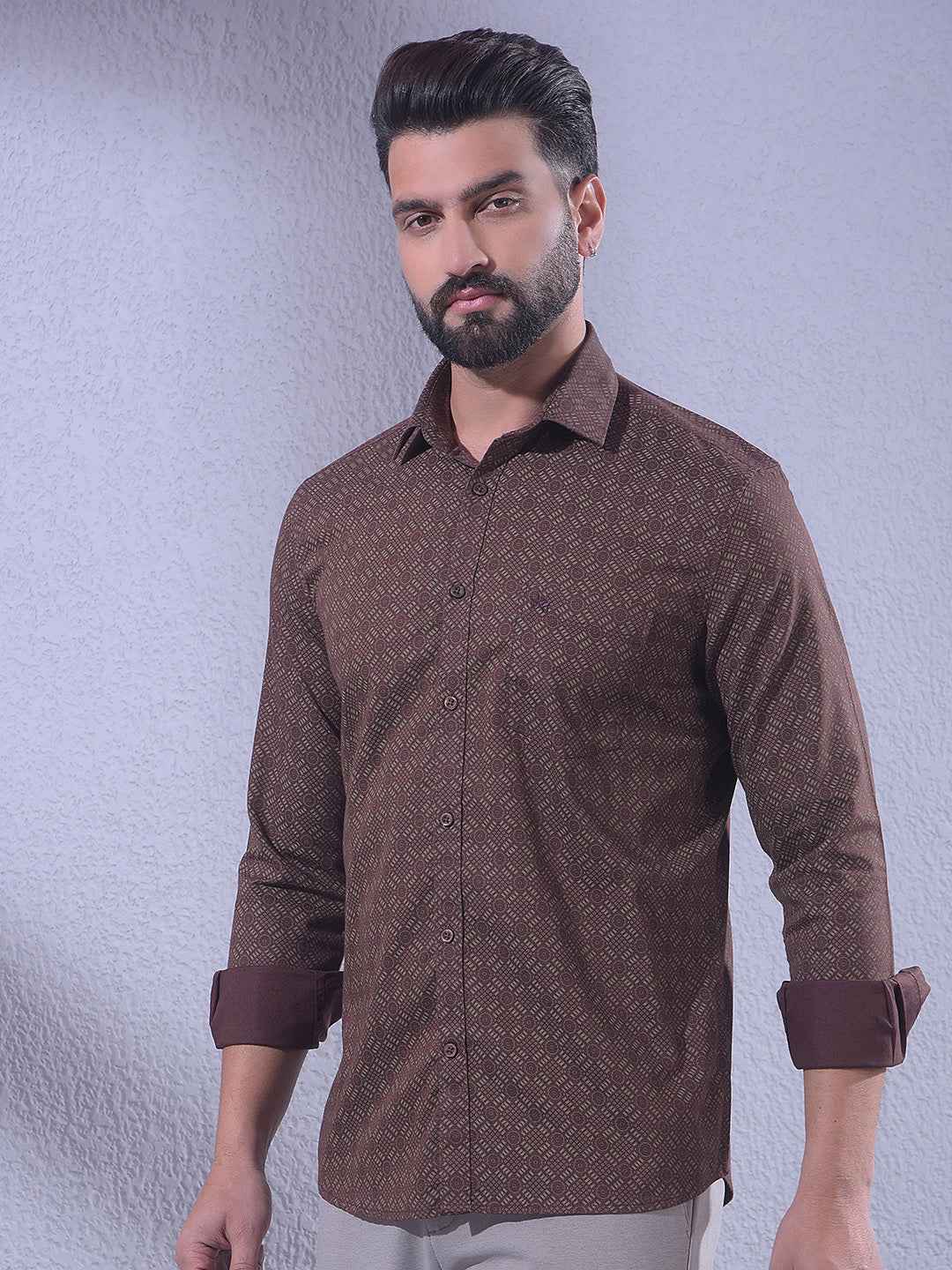 Brown Printed Shirt