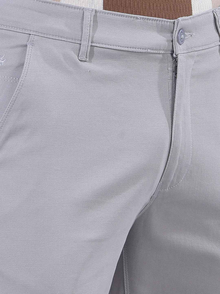 Grey Straight Dobby Trousers