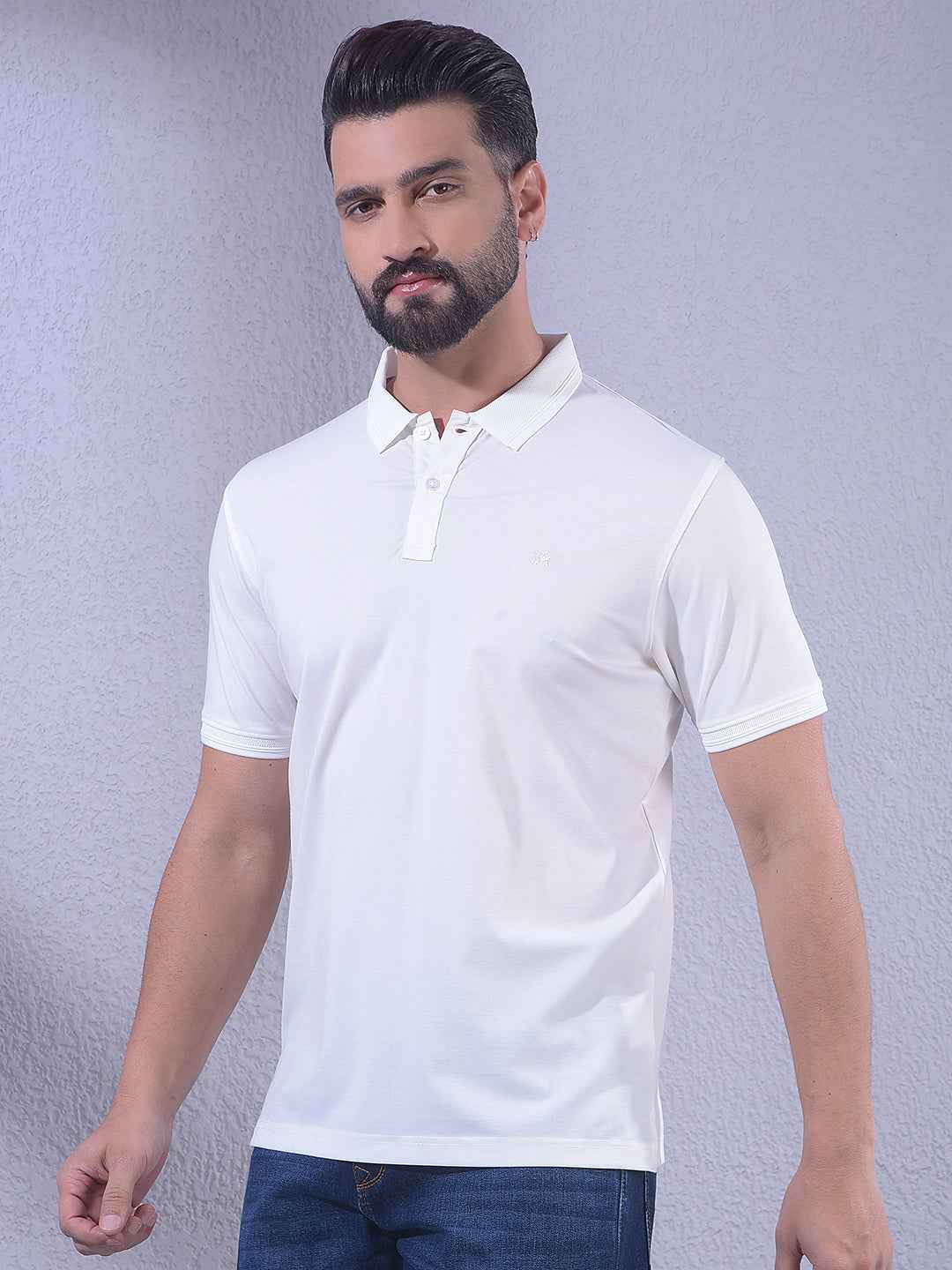 White Polo Neck T-Shirt