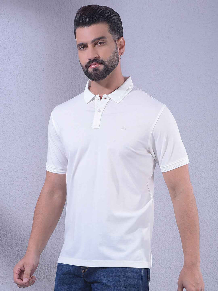 White Polo Neck T-Shirt