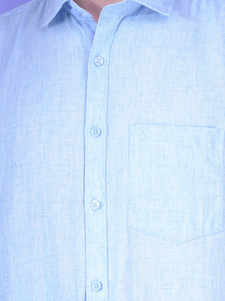 Cerulean Drift Blue Linen Shirt