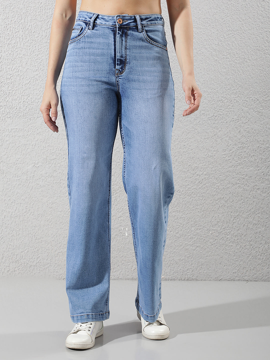 Luxe Royal Blue Wide-Leg Jeans