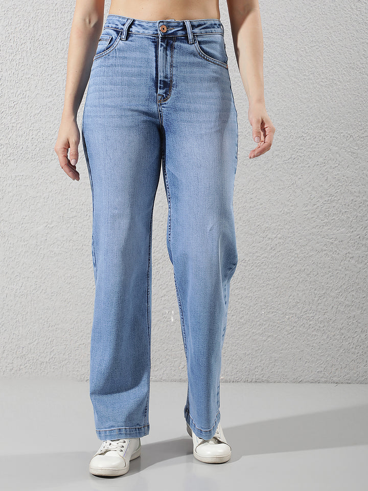 Luxe Royal Blue Wide-Leg Jeans