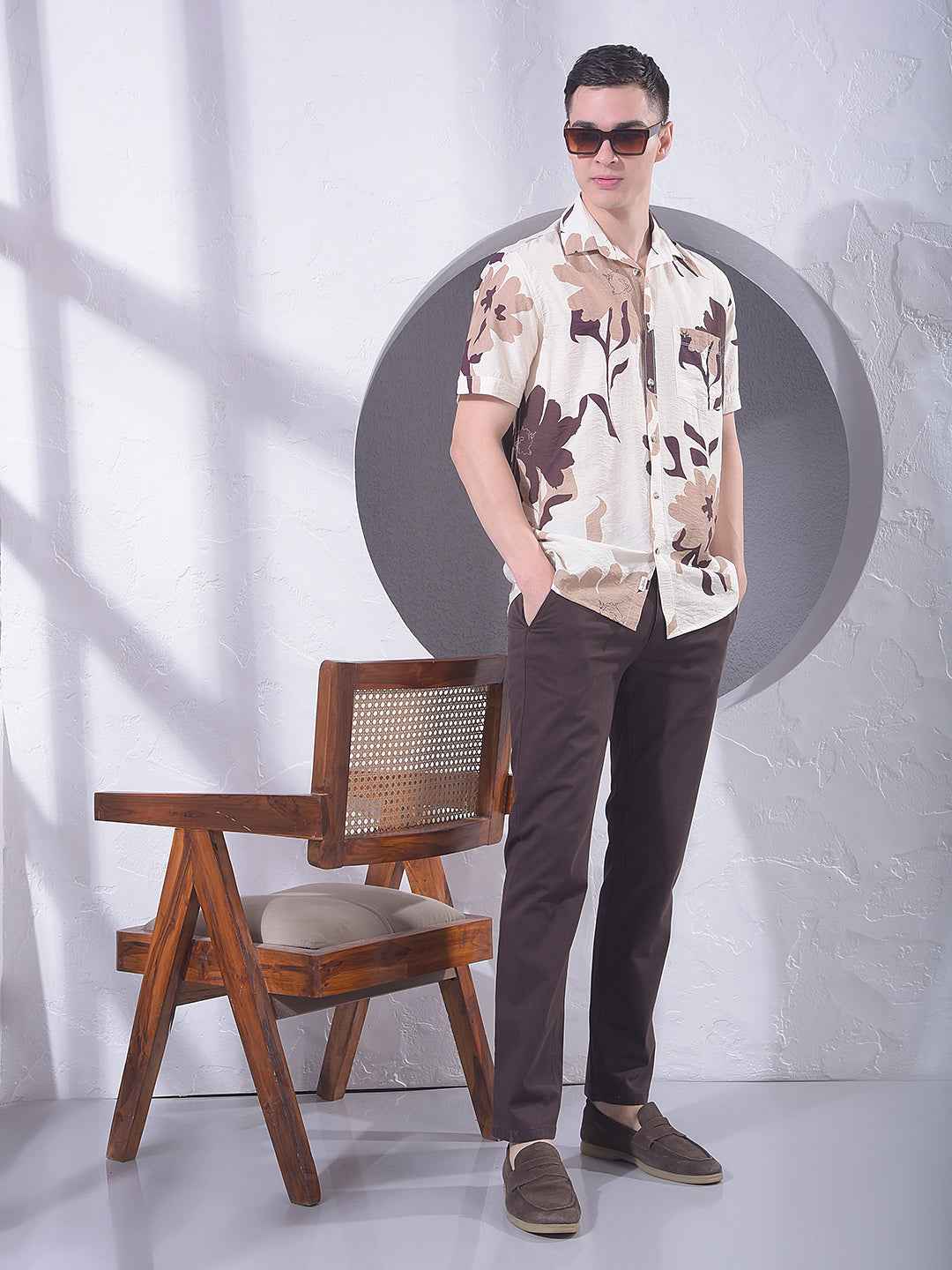 Brown Floral Print Shirt