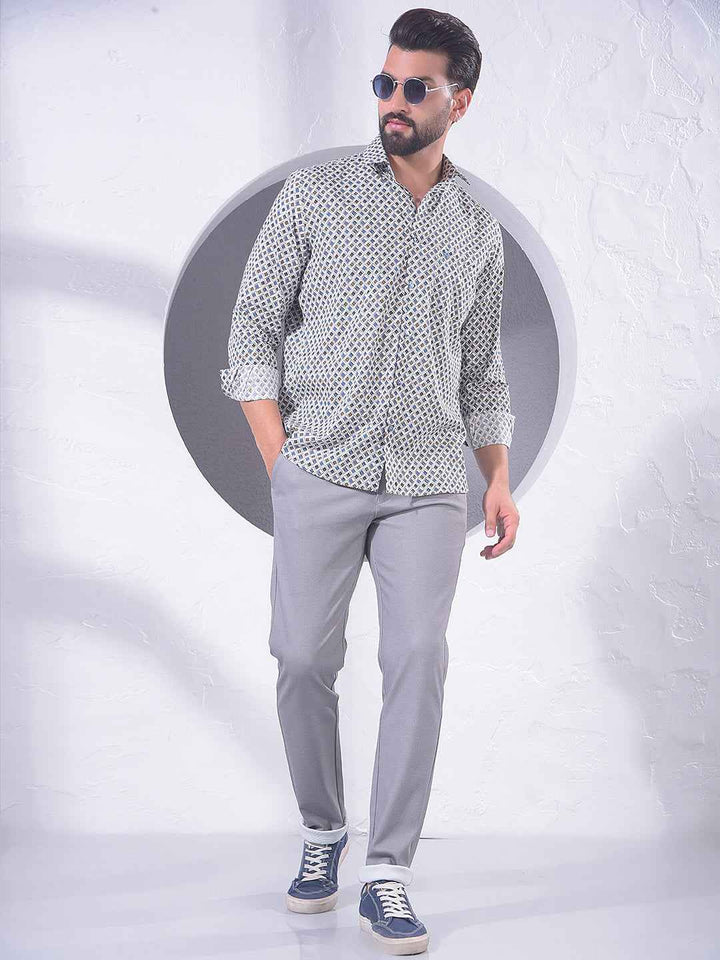 Blue Printed Modal Shirt