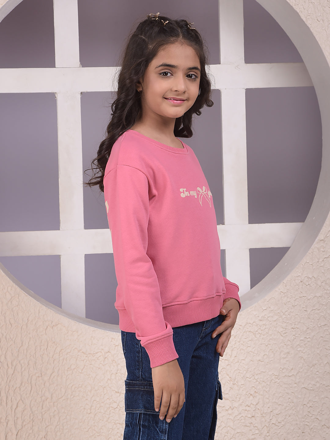 Pink Typographic Print Sweatshirt