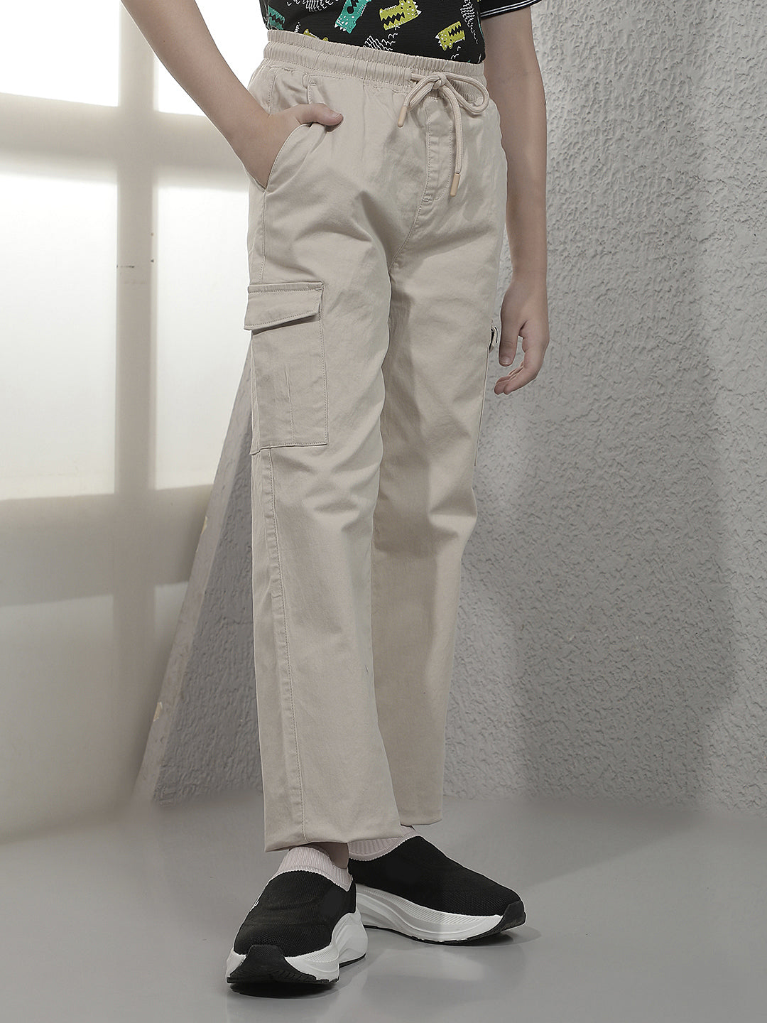 Sleek Oatmeal Beige Cargo Trackpants