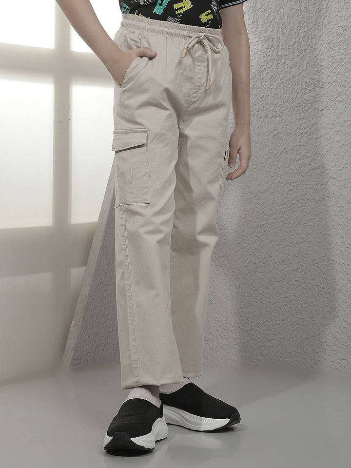 Sleek Oatmeal Beige Cargo Trackpants