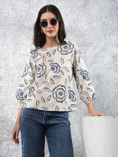 Effortless Floral Embroidered Chic Top