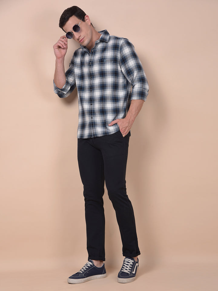 Blue Checked 100% Cotton Shirt