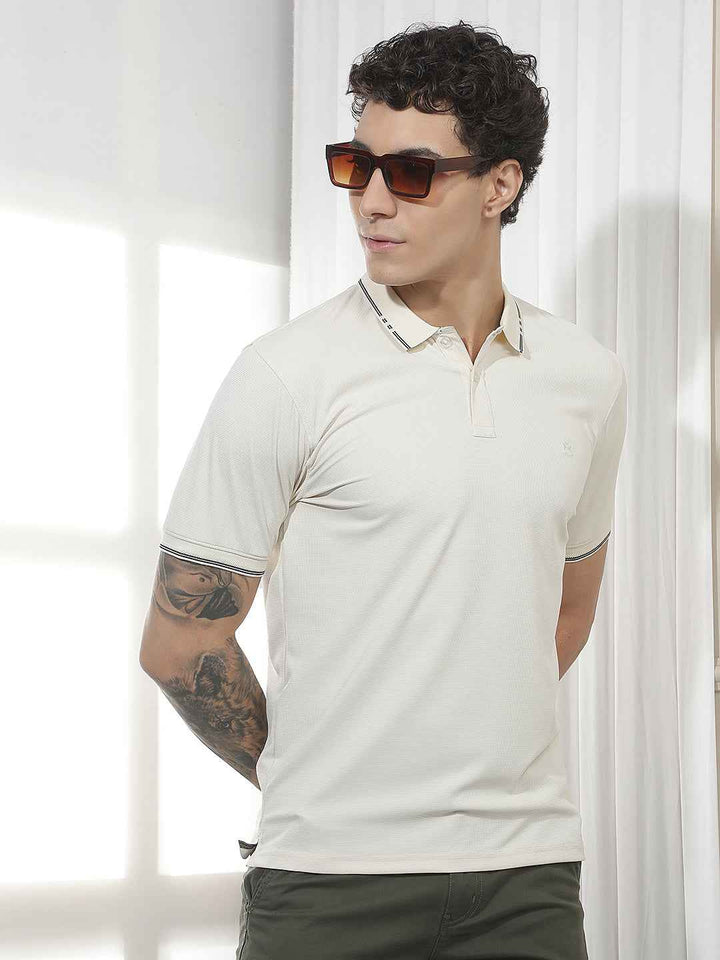 Cream Casual Polo T-Shirt