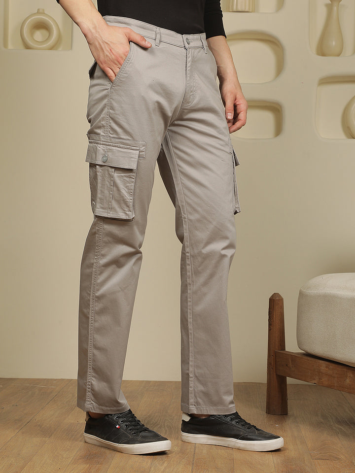 Cotton Grey Cargo Stretchable Jeans