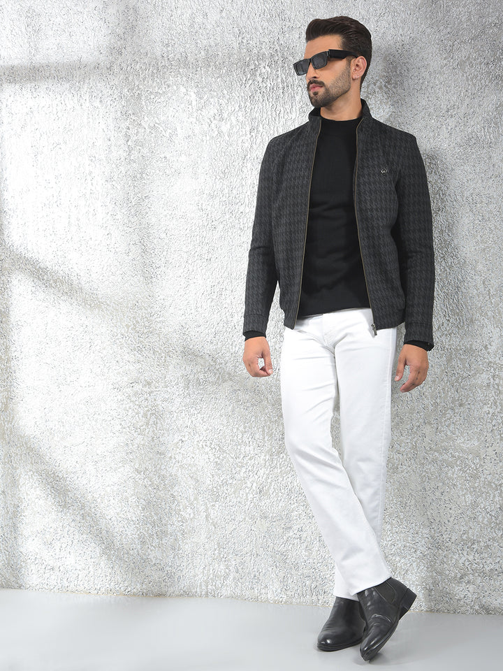 Black Jacquard Puffer Jacket