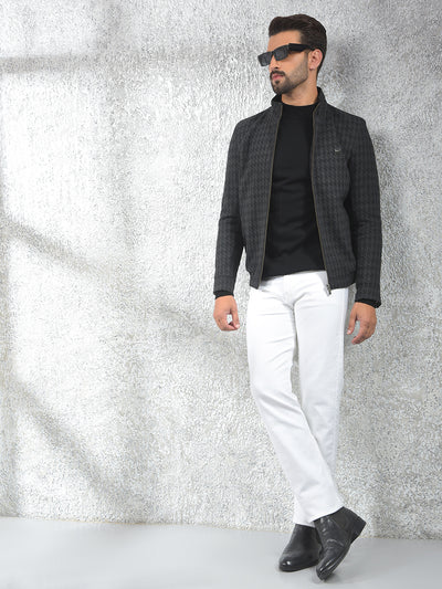 Black Jacquard Puffer Jacket