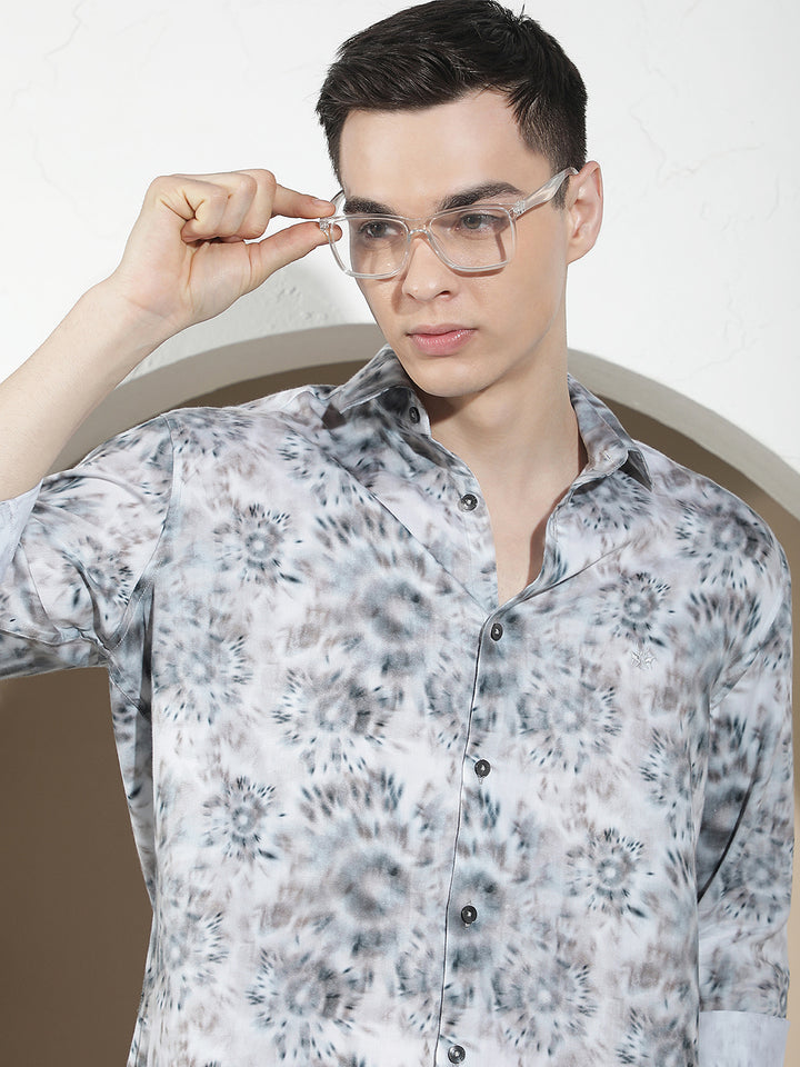 Sleek Slate Grey Printed Shirt