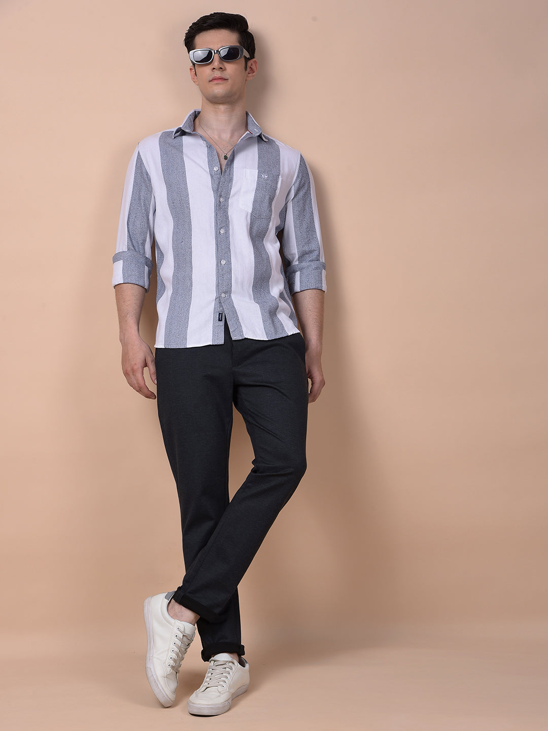 Streamlined Black Textured Trousers