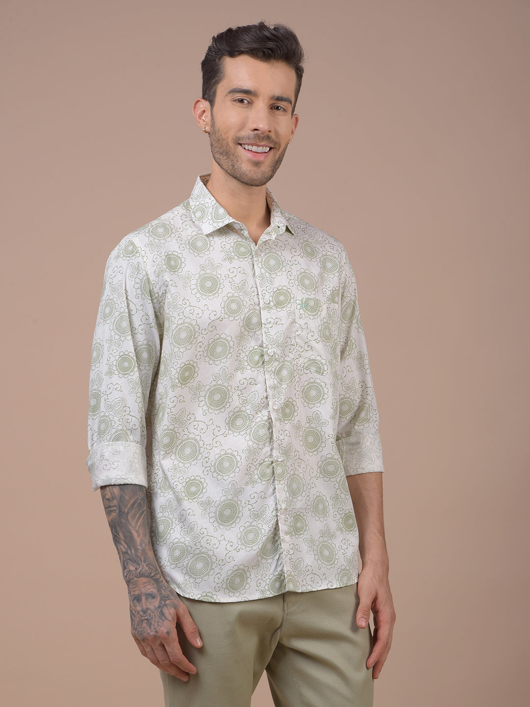 Green Floral Print Shirt