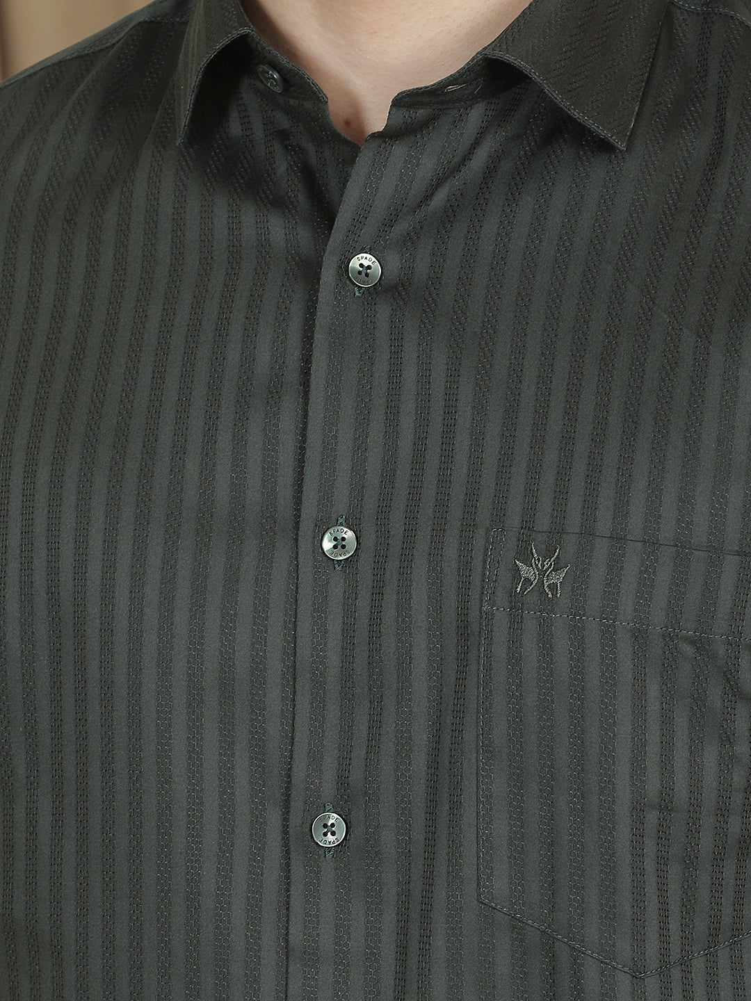 100% Cotton Green Horizontal Stripes Shirt