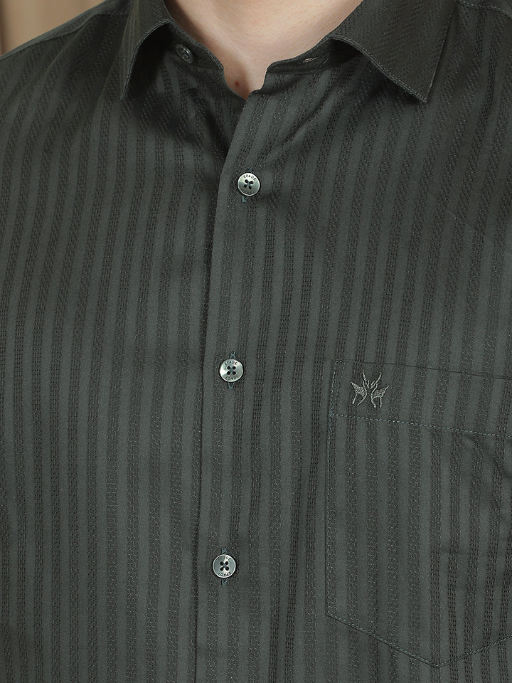 100% Cotton Green Horizontal Stripes Shirt