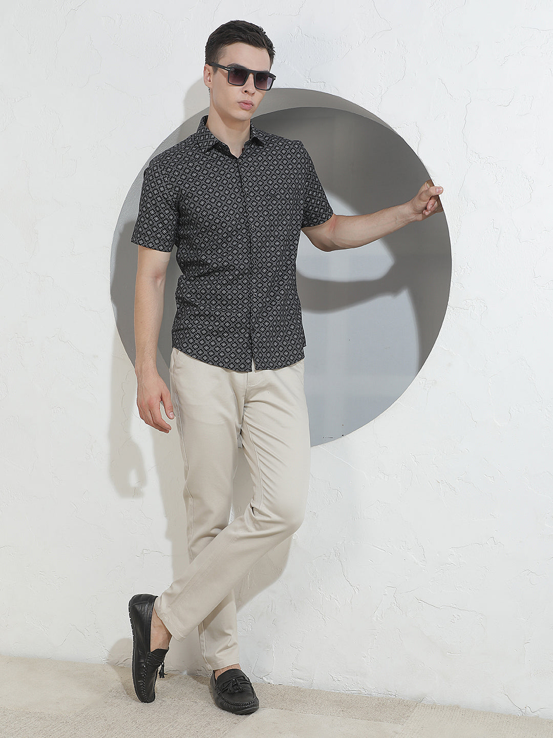 Black Geometric Print Shirt