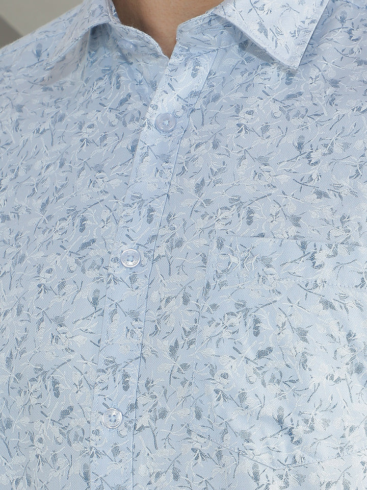 Sky Blue Floral Print Shirt