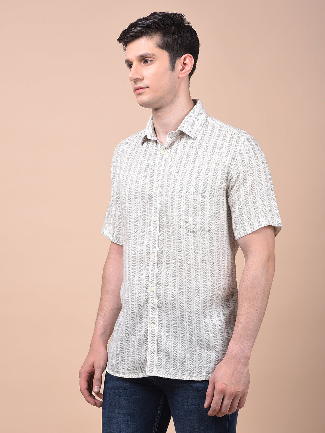 Urban Straight White Printed Shirt