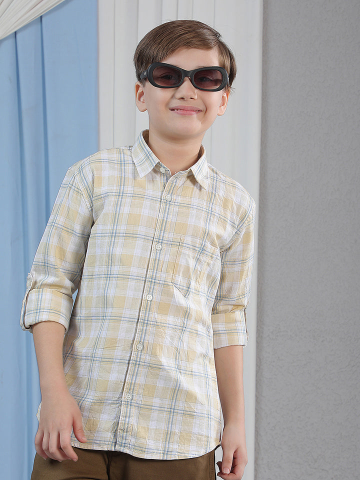 Yellow 100% Cotton Checked Shirt