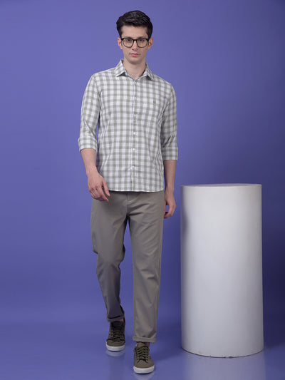 Olive Checked 100% Cotton Shirt