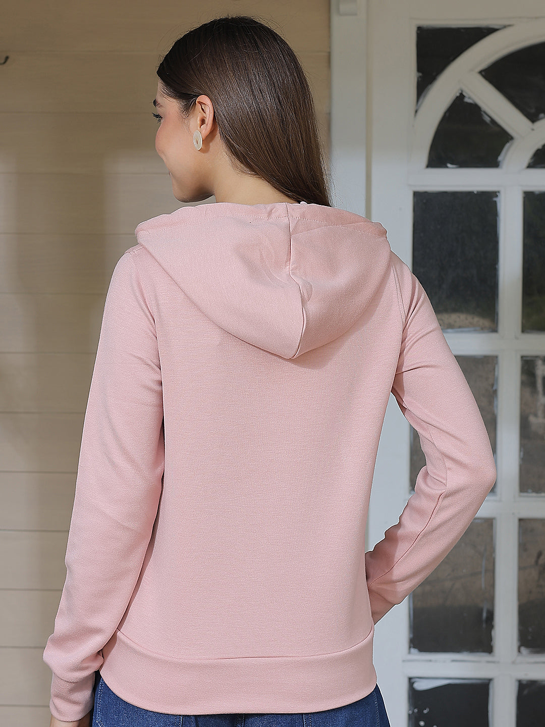 Pink Typographic Print Hooded Neck Sweatshirt