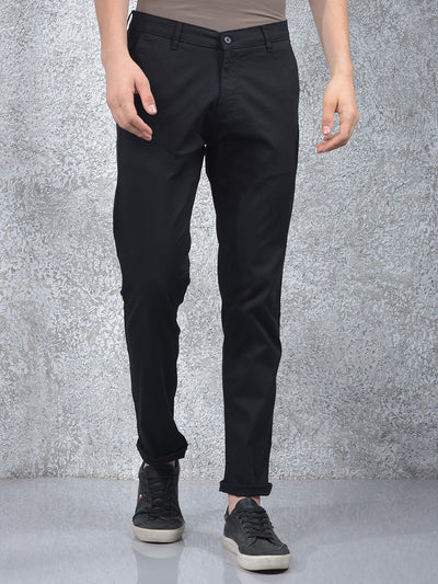 Carbon Dobby Stretch Black Trousers