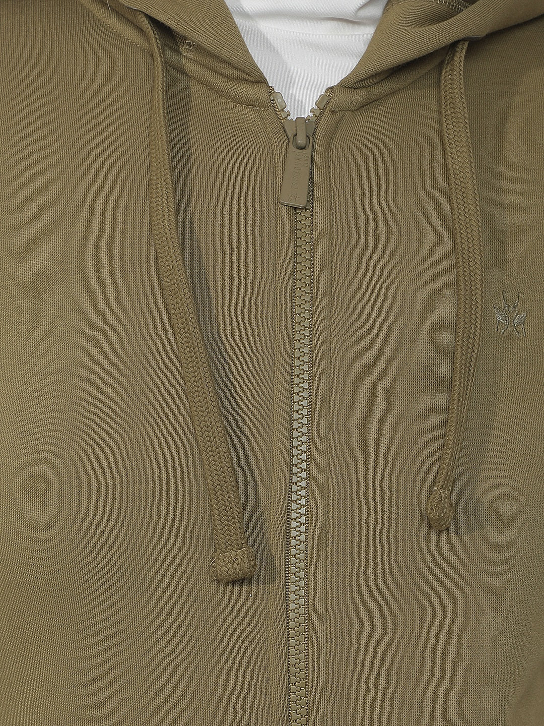 Olive Hooded Front-Open Sweatshirt