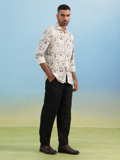 White Floral Print Shirt